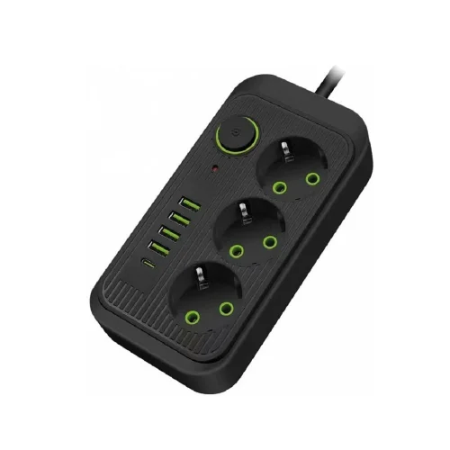 Amper сетевой удлинитель,4,0м, 3 розетки, 3*0,75мм, 10А, 2500 Вт, 4usb, 1Type-C, черный. (JH-1074U-4B)
