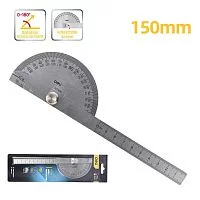 Транспортир переставной с линейкой Deli DL7306 150мм, диапазон 0-180 град., нержавеющая сталь