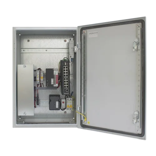Уличный управляемый коммутатор OSNOVO OS-46TB1(SW-81602/ILS(port 90W)) Уличный управляемый (L2+) коммутатор на 18 портов с термостабилизацией, резервным питанием и функцией мониторинга температуры/влажности/напряжения на базе уличн