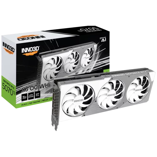 Видеокарта INNO3D RTX 5070 Ti X3 OC/ / RTX5070Ti, HDMI, DP*3, 16G,D7 (N507T3-16D7X-176068W)