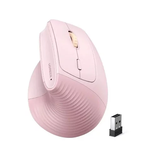 Беспроводная вертикальная мышка UGREEN M571P (65666) Wireless Vertical Mouse 2.4GHz & Bluetooth. Цвет: розовый (65666_)