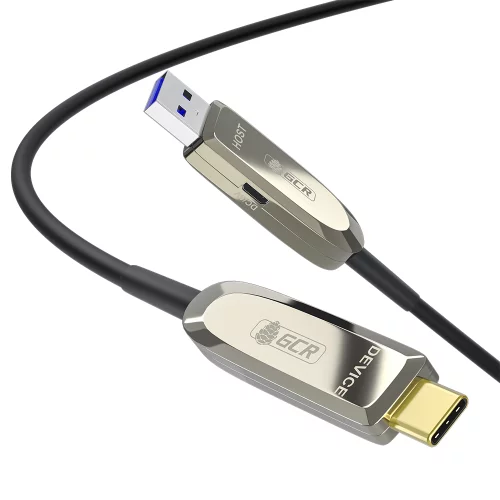 GCR Кабель USB 3.1 (USB 3.2 Gen 2) Type-C, 2.0m, оптический, AM / CM, 10 Гбит/ с, черный (GCR-56231)