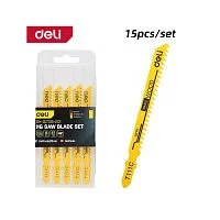 Пилки для электролобзика (15шт) по дереву Deli DH-QJT015-ED1 тип T111C, 8TPI, 74мм