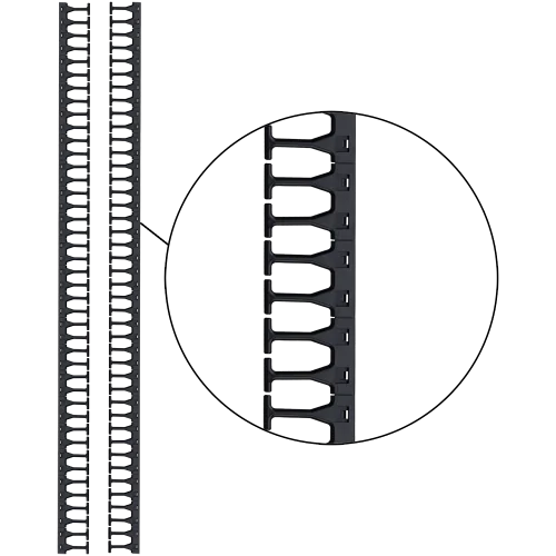 Кабельная гребенка 48U с пальцами глубиной 106 мм, для шкафов LANMASTER DCS шириной 800 мм, 2 шт. в компл., черная (LAN-DC-CB-48UX8-PF/S)