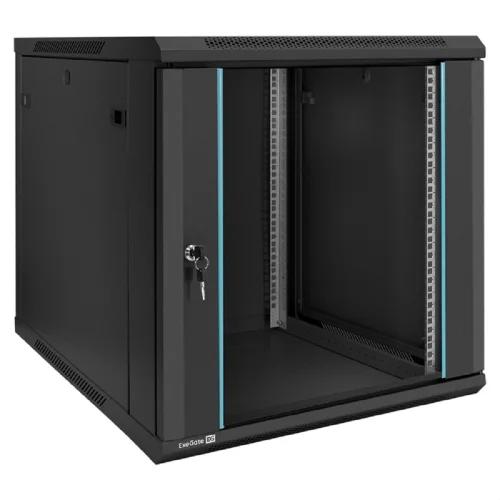 Exegate EX298610RUS Шкаф телекоммуникационный 19 настенный 12U ExeGate EC-WM-12U.600.G.BLACK (19”, 12U, 600x600x635mm (ШхГхВ), передняя дверь закаленное стекло, съемные боковые панели, пыле- и влагоз