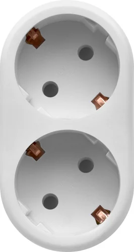 Адаптер-переходник Defender TA-03 (2 розетки) белый (пакет ПЭ) (99107)