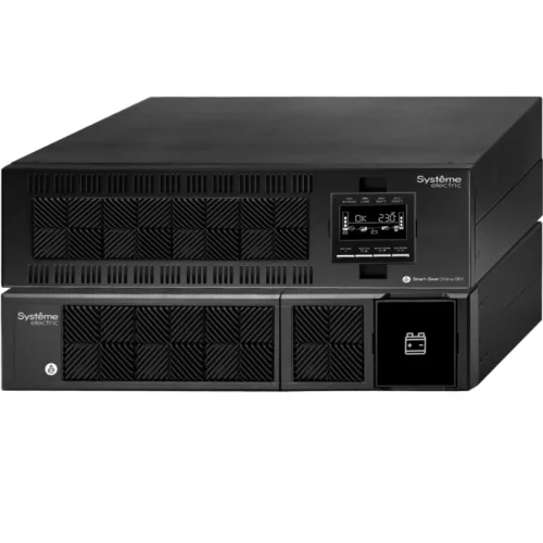 ИБП Systeme Electric Smart-Save Online SRV 10000 ВА, монтаж в стойку 5U, 230 В, 1:1, клеммный вход/выход, SmartSlot, LCD, USB, версия с возможностью увеличения врем? (SRVSE10KRTXLI5U)