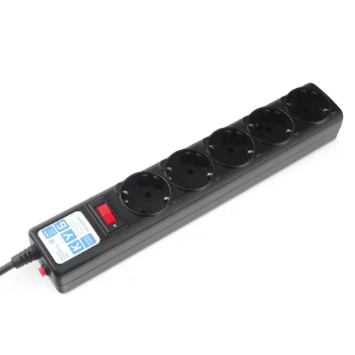 Фильтр-удлинитель Power Cube 5,0 м 5 розеток (черный графит) 10А/2,2кВт/ Surge protector Power Cube 5.0 m 5 outlets (Black graffite) 10A / 2.2kW (SPG5-C5)