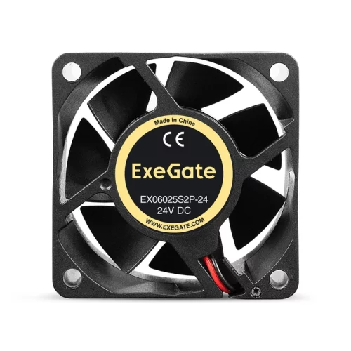 Exegate EX295204RUS Вентилятор 24В DC ExeGate EX06025S2P-24 (60x60x25 мм, Sleeve bearing (подшипник скольжения), 2pin, 5000RPM, 34.5dBA)