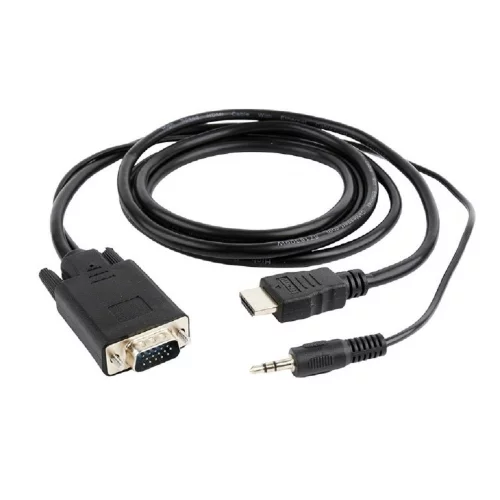 Cablexpert Кабель HDMI-VGA 19M/ 15M + 3.5Jack, 1.8м, черный, позол.разъемы, пакет (A-HDMI-VGA-03-6)