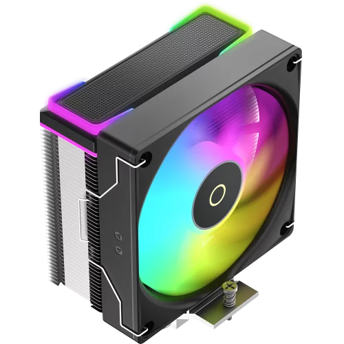 Кулер для процессора/ CPU Cooler Ocypus Delta A40 SE BK ARGB (190W, 4-pin PWM, 147mm, Al/ Cu, 4x6mm, ARGB, 1x120mm, 60CFM, 31dBA, 1800RPM, S: 1851/ 1700/ 1200/ 115X, AM5/ AM4, black) (DELTA-A40-BK1AAWN00S-GL)