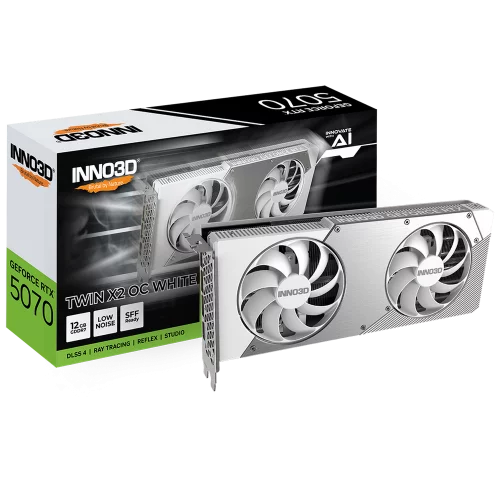 Видеокарта INNO3D RTX5070 TWIN X2 ОС WHITE 12GB GDDR7 192bit 3xDP HDMI 2FAN RTL (N50702-12D7X-195064W)