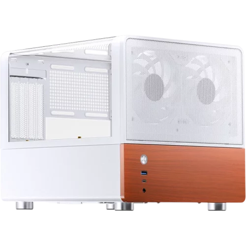 Корпус без блока питания/ Case JONSBO V12, Mini-Tower, TG, 2x120mm, 1xUSB-A 3.0 + 1xUSB-C 3.2, mATX, mITX White (V12 WHITE)