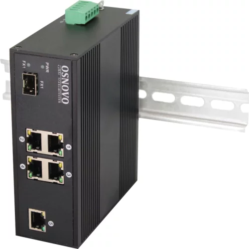 Промышленный PoE коммутатор Fast Ethernet OSNOVO SW-40501/IC Промышленный PoE коммутатор Fast Ethernet на 6 портов. Порты: 4 x FE (10/100Base-T) с PoE (до 30W) + 1 x FE (10/100Base-T) + 1 x FE SFP (100Base-X). Вход для резервного питания. Вст