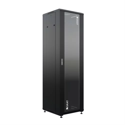Телекоммуникационный шкаф (4406) Бастион SKAT TB-42R660GF-B Телекоммуникационный шкаф 42U/600x600мм/Пд-стекло/Зд-металл/RAL9005/69кг/1.5 л.г
