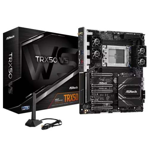 TRX50 WS, Socket sTR5, AMD TRX50, 4xDDR5-4800, DP, 5xPCI-Ex16, 4xSATA3(RAID 0/ 1/ 10), 3xM.2, 8 Ch Audio, 10Gb Lan, 2.5Gb Lan, Wi-Fi, (0+4)xUSB2.0, (6+2)xUSB3.2, (2+1)xUSB3.2 Type-C™, ATX, RTL