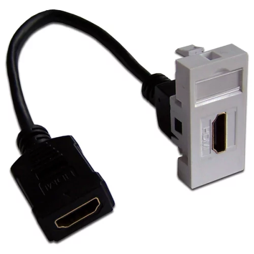Вставка Mosaic 22.5x45 с адаптером HDMI с удлинителем, мама-мама, белая (LAN-SIP-22HDMI-WH)