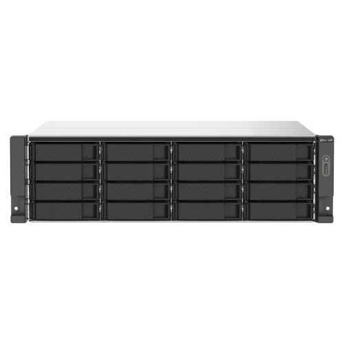 Сетевое хранилище без дисков/ SMB QNAP TS-1673AU-RP-16G NAS 16 HDD trays, 2x 2.5 GbE, rackmount, 2 PSU. 4-core AMD V1500B 2,2 GHz,,RAM 16 GB (1 x 16 GB) up to 32 GB (2 x 16 GB). W/o rail kit RAIL-B02