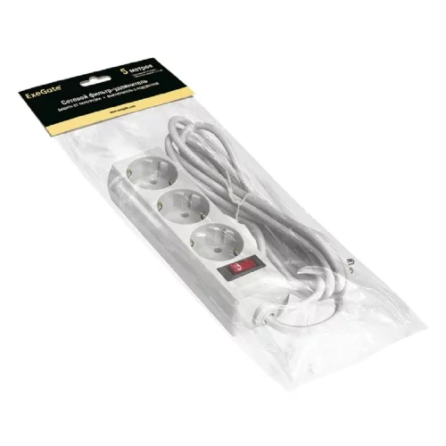 Exegate EX221184RUS Сетевой фильтр Exegate SP-3-5W (3 розетки, 5м, евровилка, белый) фото 2