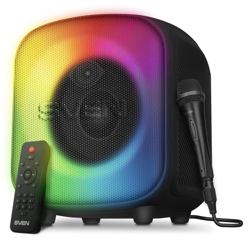 Портативная колонка SVEN PS-555, черный, 65 Вт (RMS), Bluetooth, USB, microSD, пульт (SV-022808)