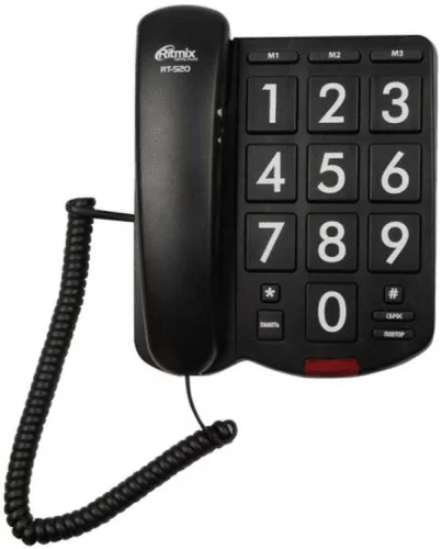 Телефон проводной Ritmix RT-520 черный (15118354)