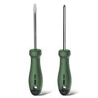 Набор отверток "Home Series Green" Deli HT1002L 2шт SL5x100+PH1x100, эксклюзивный дизайн, рукоятка из высококачественного софттач пластика