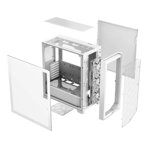 Корпус без блока питания/ Case PCCooler C3D510 WH ARGB, Midi-Tower, TG, Mesh, 3x120mm ARGB, 2xUSB-A 3.0, E-ATX, ATX, mATX, mITX White фото 5