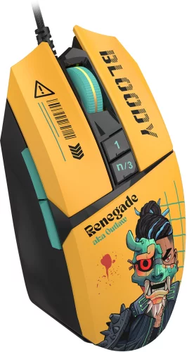 Мышь A4Tech Bloody W63 Max Renegade желтый/ рисунок оптическая (120000dpi) USB фото 8