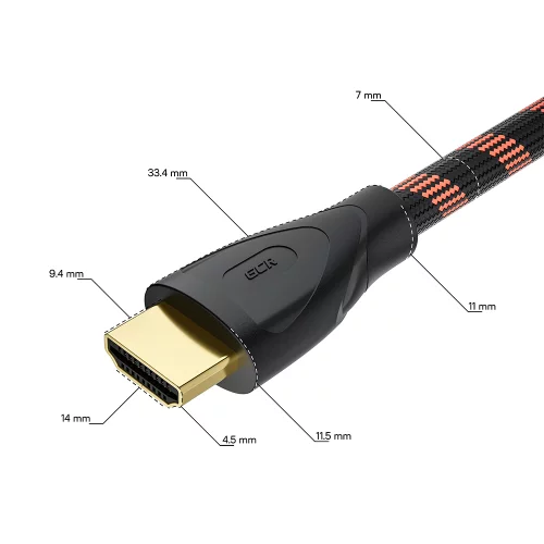 GCR Кабель Premium 5.0m HDMI 2.1, ECO Soft капрон, черно-красный, HDR 4:4:4, Ultra HD, 8K 60Hz/ 4K*120Hz, 3D, 48 Гбит/ с, 3 Х экран с армированием, GCR-55772 фото 3