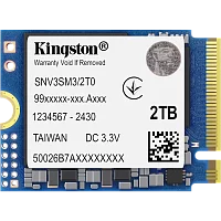 Твердотельный накопитель/ Kingston SSD NV3, 2000GB, M.2(22x30mm), NVMe, PCIe 4.0 x4, 3D TLC, R/ W 6000/ 5000MB/ s, TBW 640, DWPD 0.2 (60 мес) (SNV3SM3/2T0)