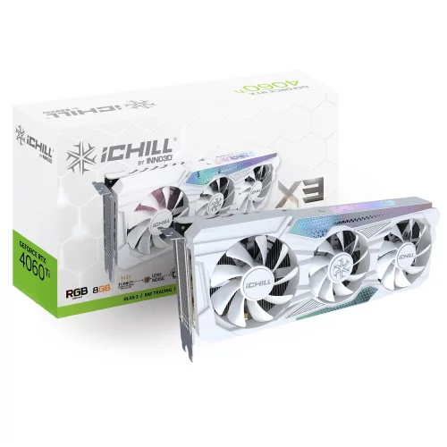 RTX4060Ti 8GB ICHILL X3 WHITE GDDR6 128-bit DPx3 HDMI 3FAN RTL (C406T3-08D6X-17113280)