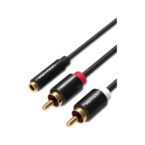 Кабель Vention аудио Jack 3,5 mm F/2RCA M - 1м Черный (VAB-R01-S100)