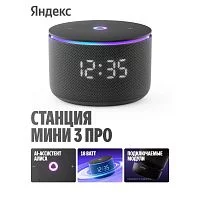 Умная колонка Яндекс Станция Мини 3 Про с Алисой, Zigbee, черный, YNDX-00059BLK