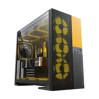 Корпус ПК без блока питания/ Case Geometric Future Model 5 Vent, Midi-Tower, TG, no fans, 2xUSB-A 3.0, 1xUSB 3.2 Type-C, E-ATX, ATX, mATX, mITX Black/ Yellow (1AM5VTBY00100)