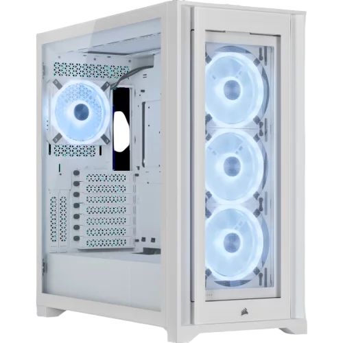 Корпус без блока питания/ Case Corsair iCUE 5000X RGB QL Edition, Midi-Tower, TG, 4x120mm RGB, 2xUSB-A 3.2, 1xUSB 3.2 Type-C, E-ATX, ATX, mATX, mITX White (CC-9011233-WW)