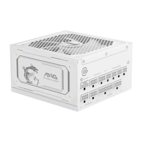 Блок питания Компьютер MSI MAG A1000GL PCIE5 White 1000W, 80+ Gold, полностью модульный, ATX 3.1, PCIE5.1, БЕЛЫЙ, RTL (306-7ZP9B51-CE0)