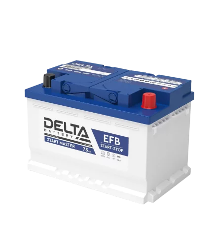 Аккумуляторная батарея для автомобилей/ DELTA серия START MASTER, DELTA START MASTER 75 Ah EFB, напряжение 12В, емкость 75 Ач (разряд 20 часов; 10.5В), пусковой ток: 700А, полярность обратная ( - +),
