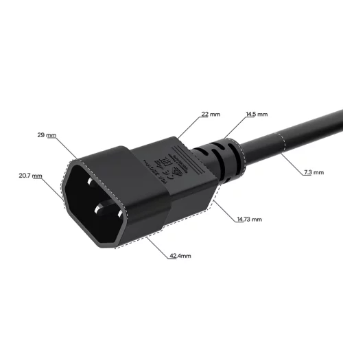 GCR Кабель питания PROF 0.15m, С14 - С5, черный, 3*1,0mm, GCR-55957