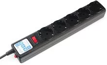 Фильтр-удлинитель Power Cube 1.9м 5 розеток (черный графит) 10А/2,2кВт/ Surge protector Power Cube 1.9 m 5 outlets (Black graffite) 10A / 2.2kW (SPG5-C2)