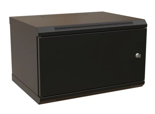 Шкаф коммутационный WRline (WR-TW-0966-SR-RAL9004) настенный 9U 600x600мм пер.дв.металл 2 бок.пан. 60кг черный 500мм 500мм IP20 сталь