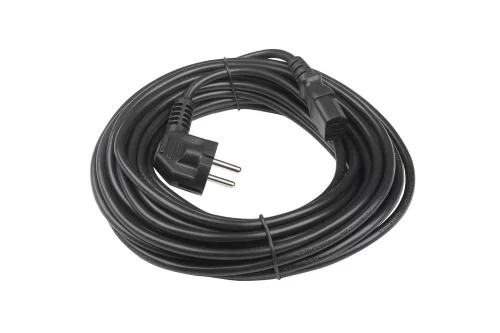 Сетевой кабель Hyperline PWC-IEC13-SHM-10-BK Кабель питания компьютера (Schuko+C13) (3x1.0), 10A, угловая вилка, 10м, цвет черный (ПВС-АП-3*1,0-250-S22C13-10-10,0 ГОСТ 28244-96)