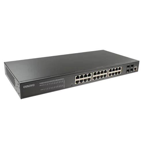 Управляемый L2+ коммутатор Gigabit Ethernet OSNOVO SW-24G4SF-L2 Управляемый L2+ коммутатор Gigabit Ethernet на 28 портов.Порты: 24 x GE (10/100/1000Base-T) + 4 x GE SFP (1000Base-X), Консольный порт; Уровень управления L2+ (Full managed); Подде