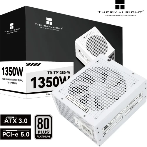 Блок питания 1350W/ Power Supply Thermalright, 1350W 80+ Platinum (ATX, 3.0, PCIe 5.0, Full modular, 1x24(20+4)pin 600mm, 4xCPU 8(4+4)pin, 10xPCIe 8(6+2)pin, 2x12VHPWR PCIe 5.0 12+4pin 650mm, 14xSATA, (TR-TP 1350-W) фото 5
