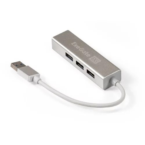 Exegate EX293981RUS USB-Хаб (концентратор) ExeGate DUB-4 (кабель-адаптер USB3.0 --] 4xUSB3.0, Plug&Play, серебристый)