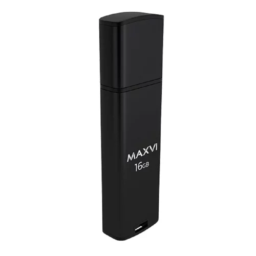 Maxvi USB Drive 16GB MP2 black, монолит с колпачком, ABS пластик + металл, USB 2.0 (5402) фото 2
