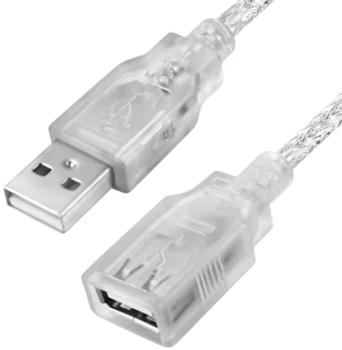 Greenconnect Удлинитель 0.75m USB 2.0, AM/AF, прозрачный, литой, 28/28 AWG, экран, армированный, морозостойкий, GCR-UEC21M-BB2S-0.75m