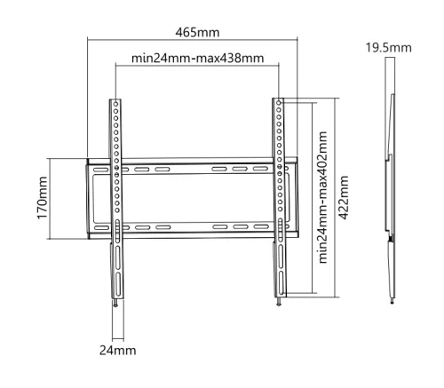 Кронштейн для телевизора Ultramounts UM812F черный 32-55 макс.35кг настенный фиксированный фото 6