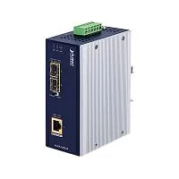 медиа конвертер/ PLANET IGUP-1205AT Industrial 2-Port 100/1000X SFP to 1-Port 10/100/1000T 802.3bt PoE++ Media Converter ( 802.3bt Type-4, PoH, Legacy mode support, -40 to 75 C, dual 12V~56V DC power