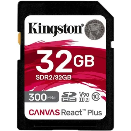 Карта памяти Kingston 32GB Canvas React Plus SDHC UHS-II 300R/260W U3 V90 (SDR2/32GB)