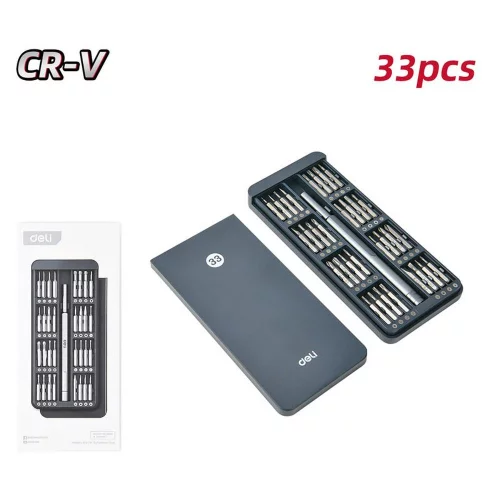 Набор прецизионных отверток Deli DL241033 (отвертка + 32 биты), сталь S2 + Cr-V